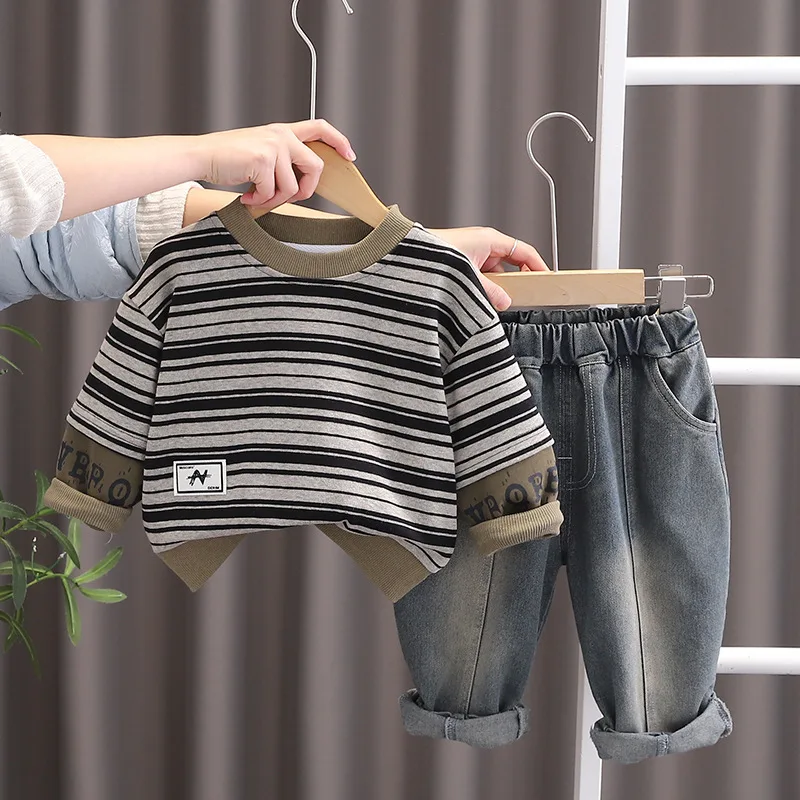 Conjunto de bebé niña de primavera y otoño con camiseta a rayas - imagen 4