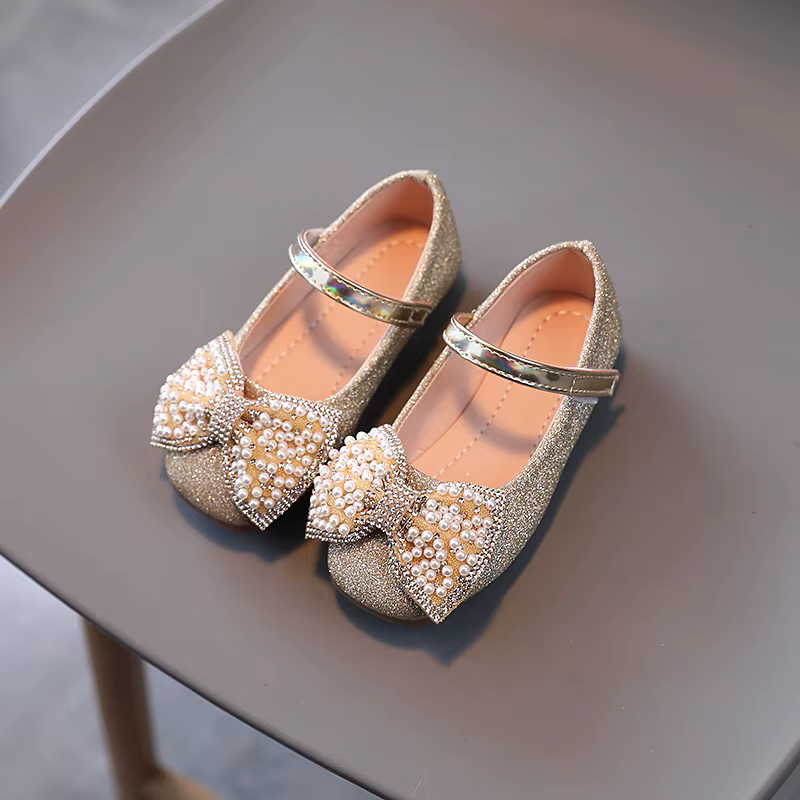 Zapatos Mary Jane de cuero con lazo de lentejuelas para niña - imagen 4