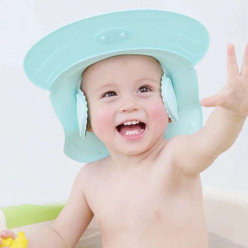 Gorro de baño impermeable ajustable para bebé – protege ojos y oídos