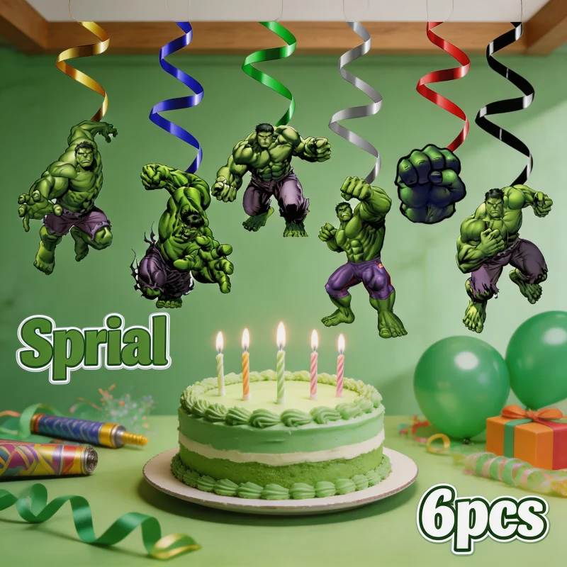 Hulk decoración de cumpleaños con adornos espirales colgantes - imagen 3