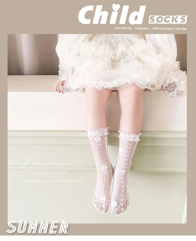 Calcetines de encaje con detalle floral frontal