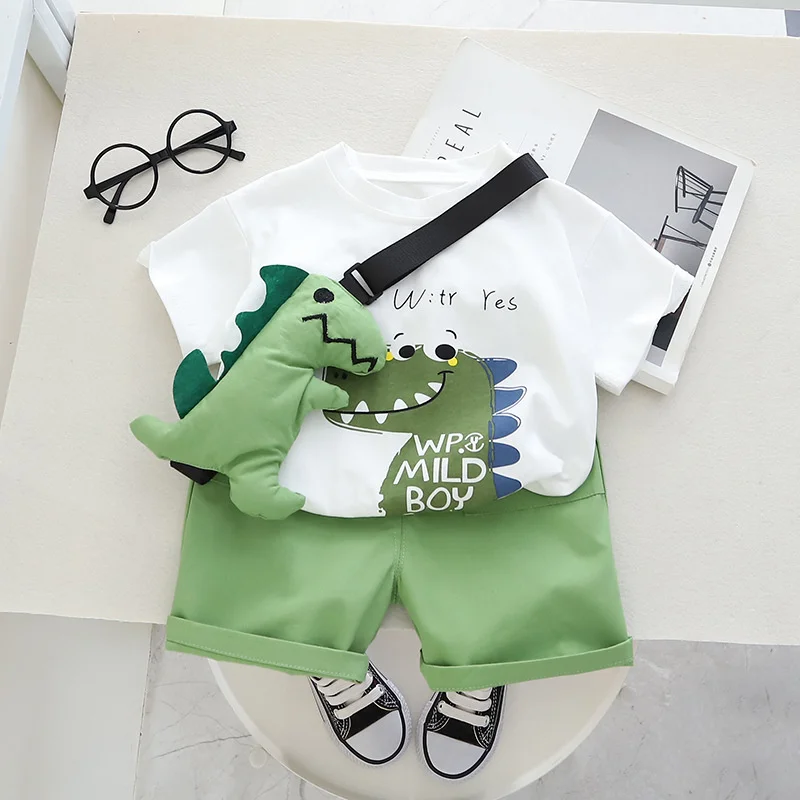 Conjunto infantil de verano: camiseta de dibujos animados y pantalones cortos