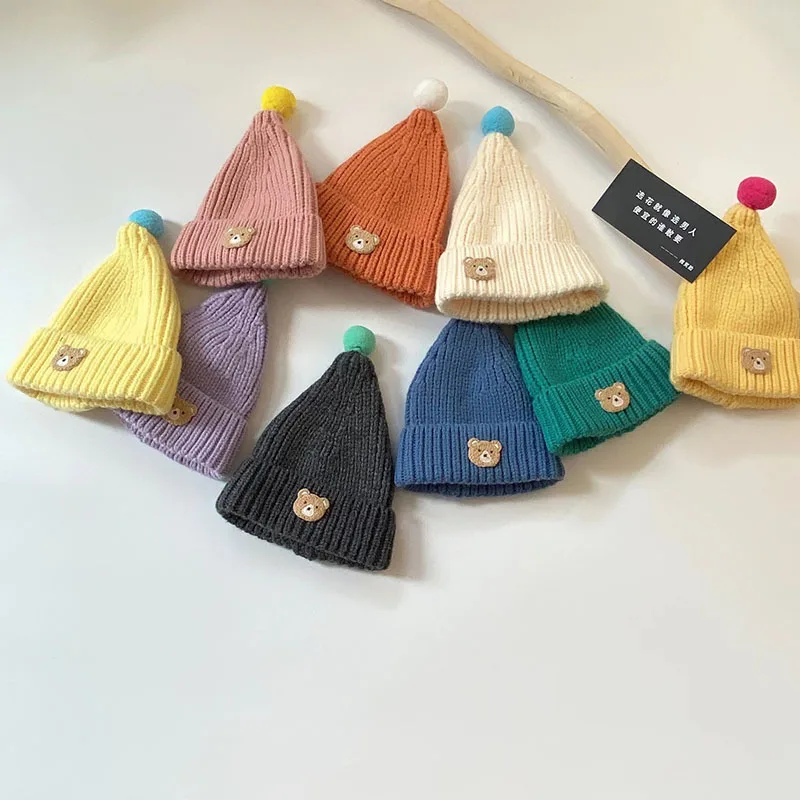 MILANCEL Gorro de punto con orejas de oso para bebé Invierno