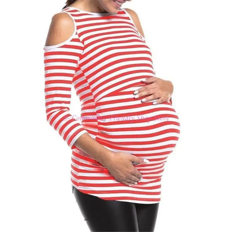 Top premamá a rayas con diseño de lactancia