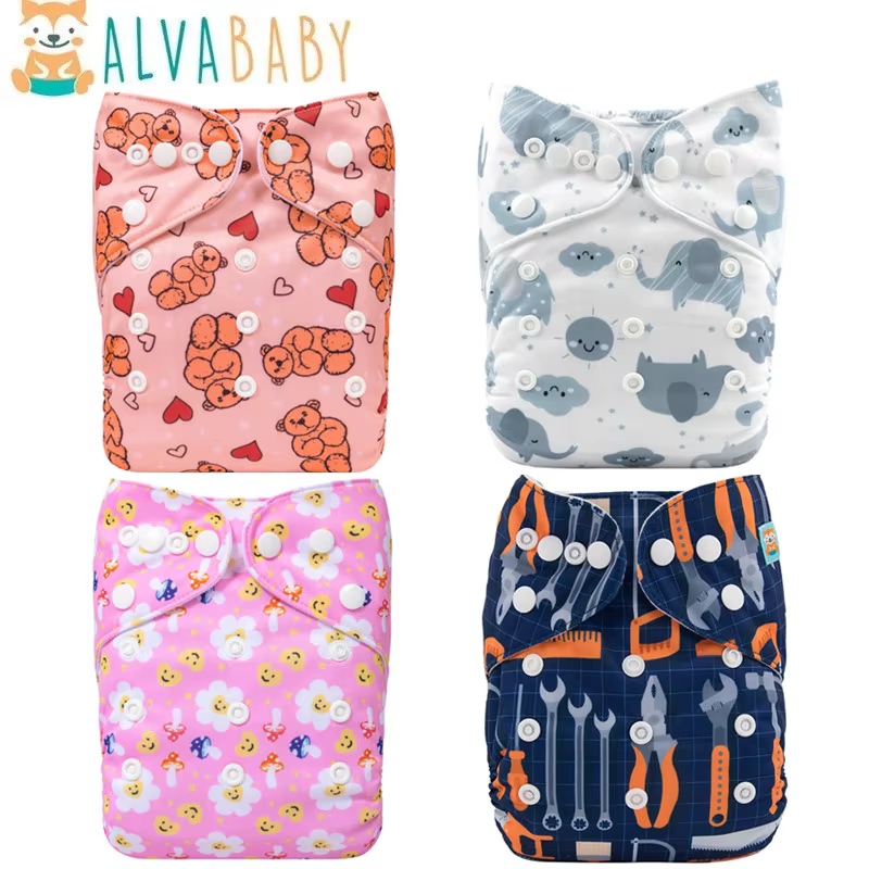 ALVABABY Pañal de tela reutilizable para bebé Tipo bolsillo con microfibra - imagen 4