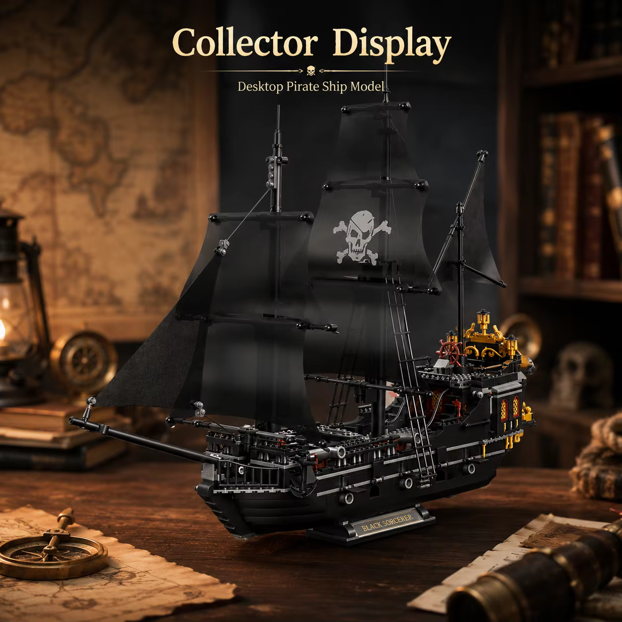 Barco Pirata Negro de Construcción – Esqueleto Fantasma - imagen 2