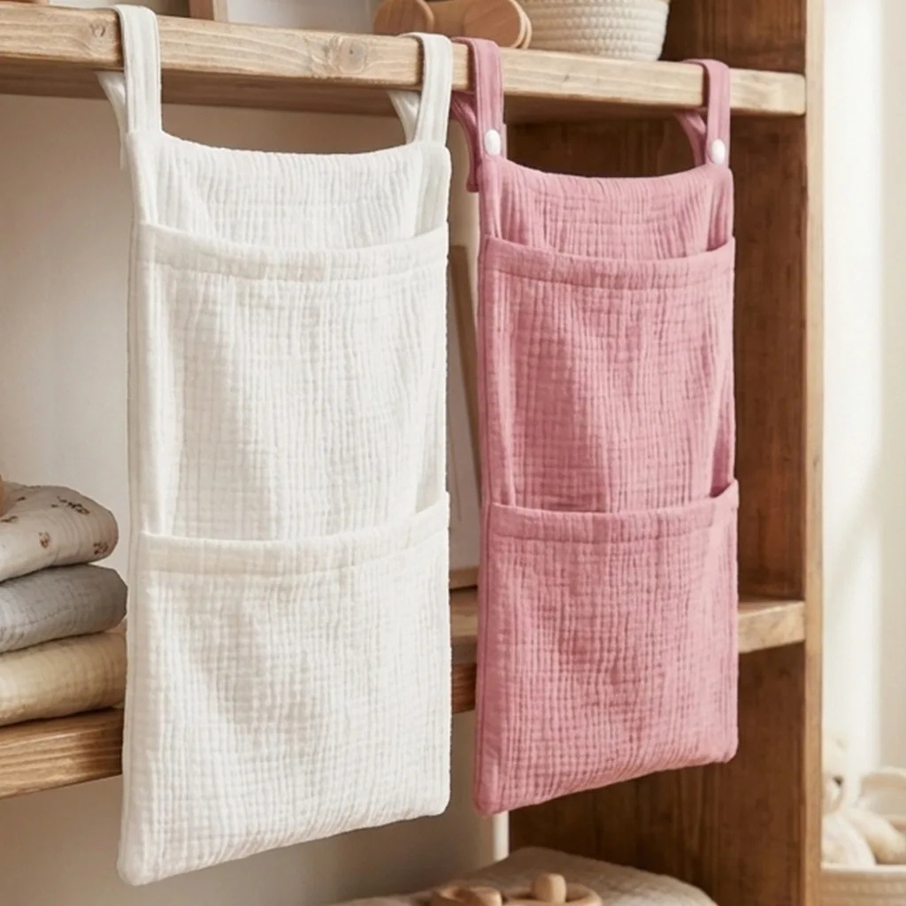 Bolsa organizadora de muselina para bebé en cuna y carrito - imagen 2