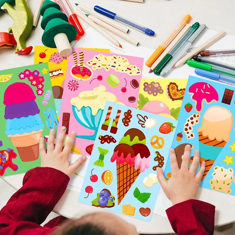 Pegatinas de helado para crear caras y rompecabezas de manualidades - imagen 4