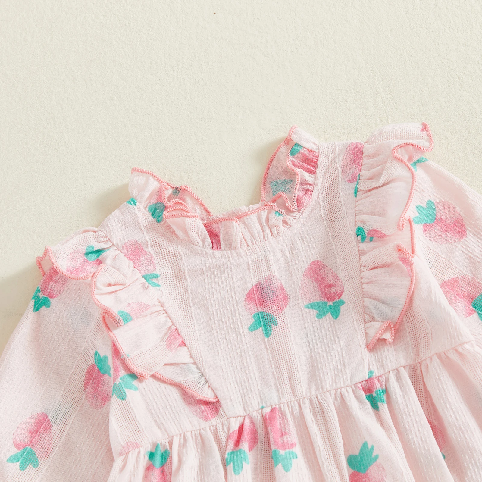 Tregren Pelele para niñas estampado fresa – Volantes y manga larga - imagen 5