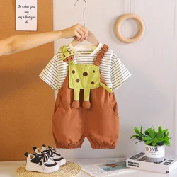 Conjunto de verano bebé a rayas: camiseta manga corta y bermuda