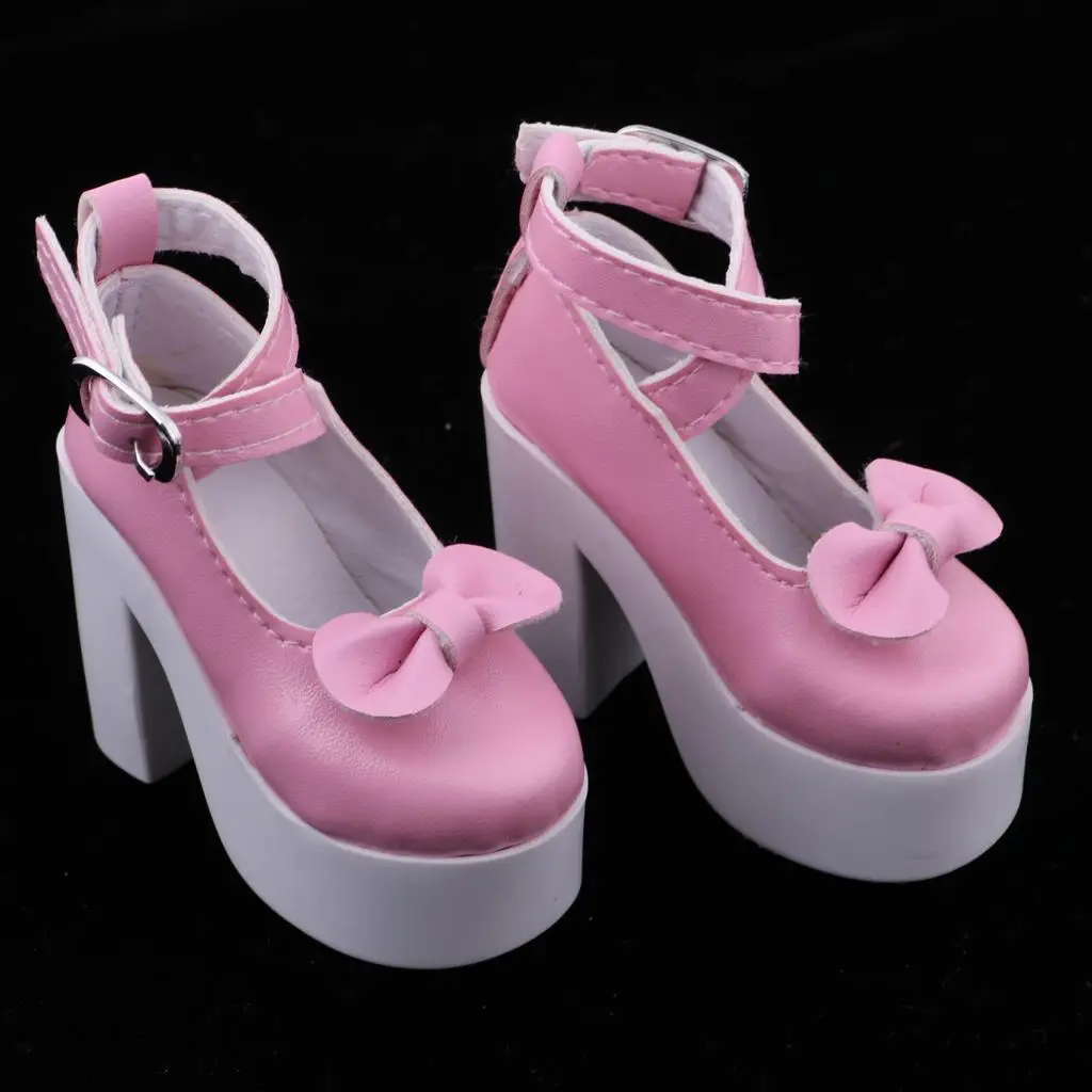 Sandalias elegantes de tacón grueso con lazo para muñecas BJD - imagen 5