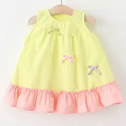 Vestido de verano de algodón para niña – Estilo princesa con lazo