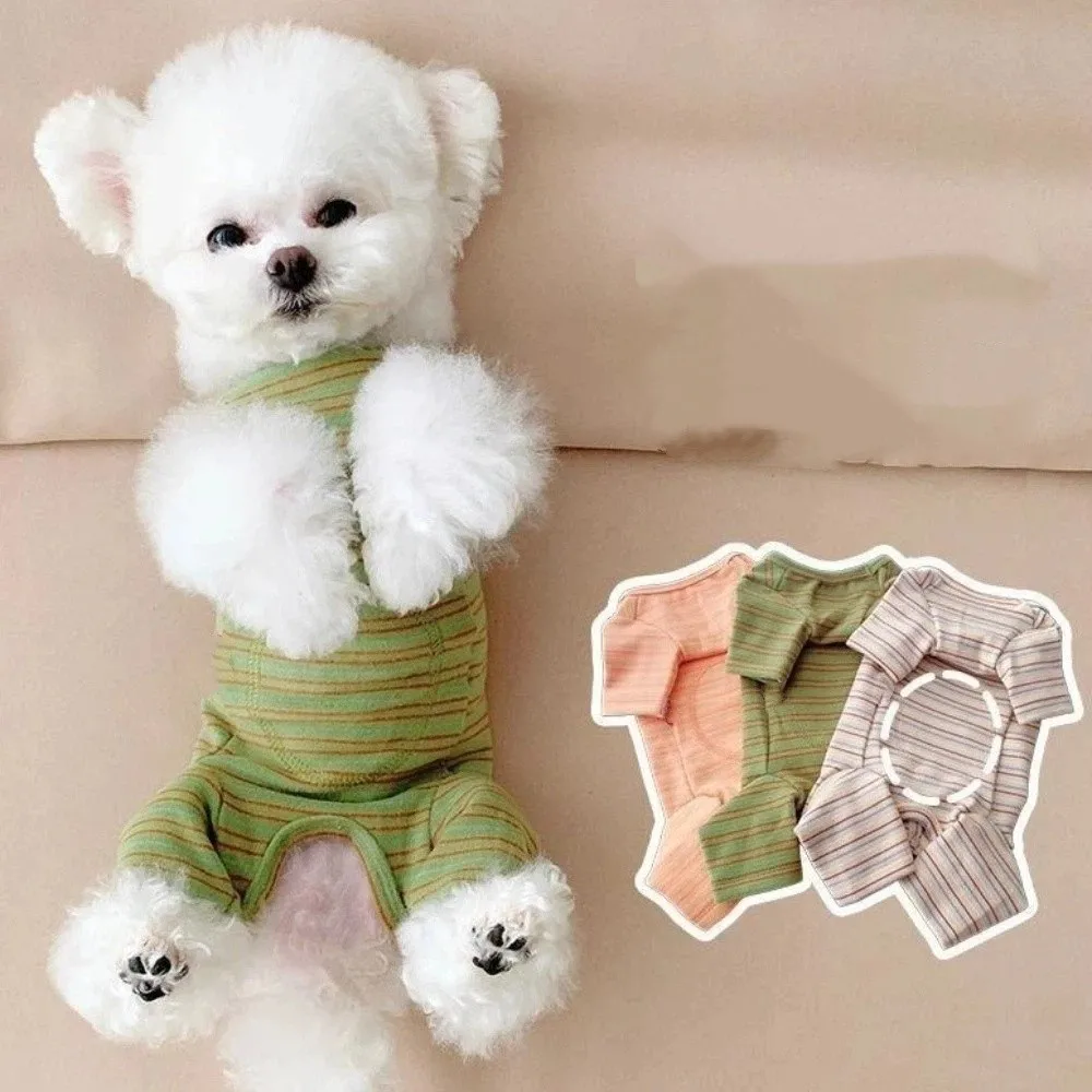 Pijama de rayas suave para perros y gatos, cómodo y cálido - imagen 3