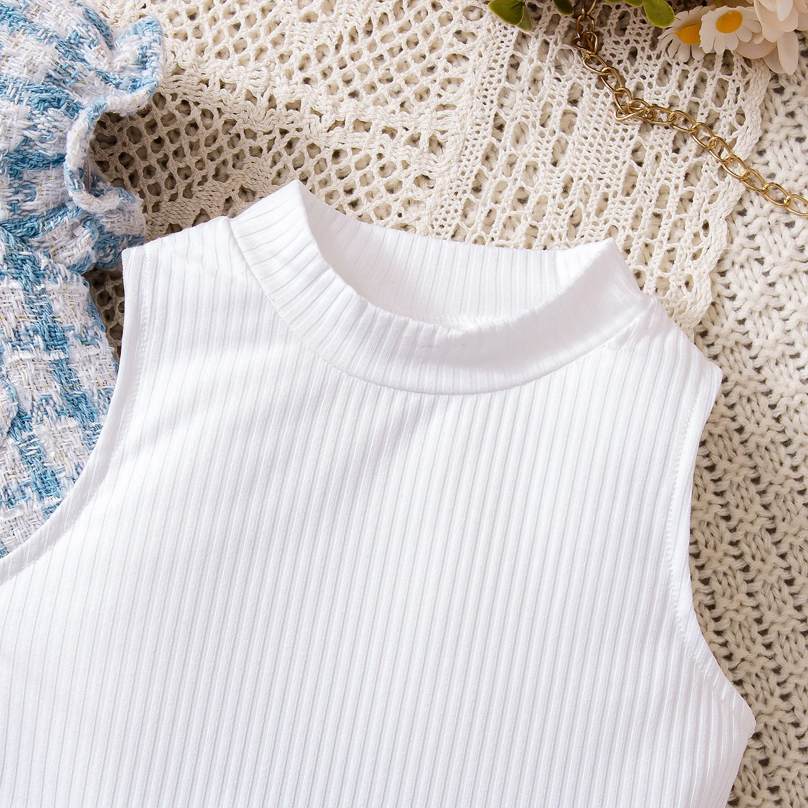 Conjunto verano bebé niña: camiseta a cuadros y vestido princesa - imagen 3