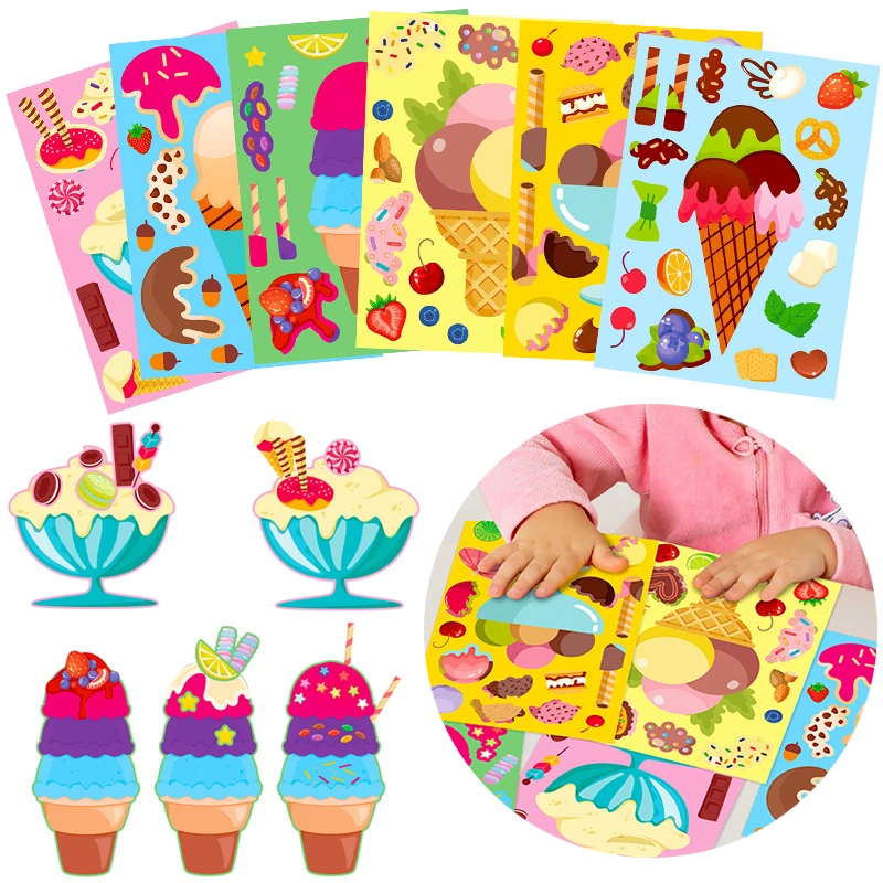 Pegatinas de helado para crear caras y rompecabezas de manualidades - imagen 5