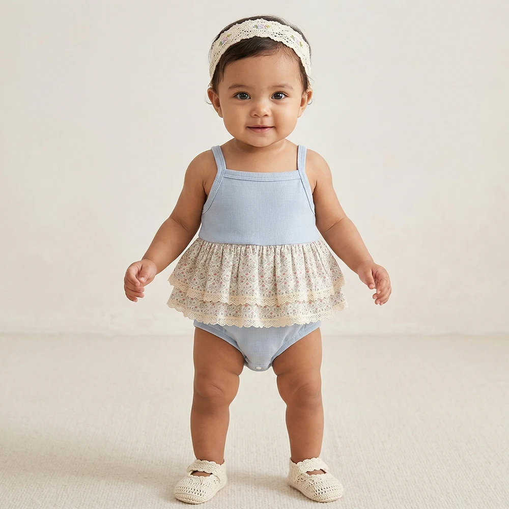 MILANCEL Body de verano para bebé con encaje floral ventilado - imagen 2