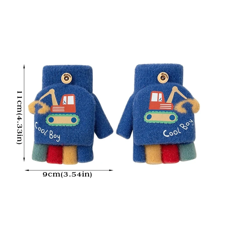 Guantes infantiles invierno abatibles con estampado excavadora