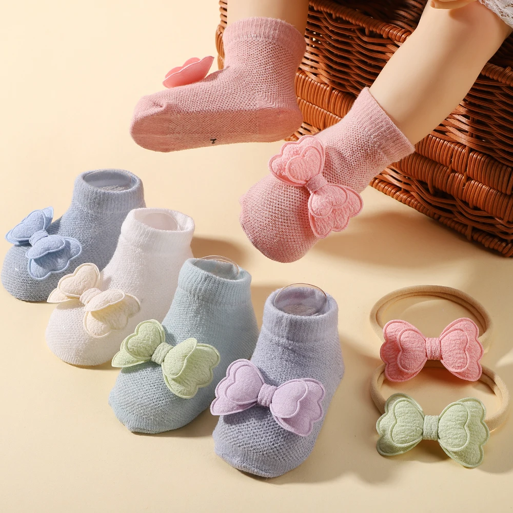 Calcetines con lazo para bebé y diadema floral - caramelo - imagen 2