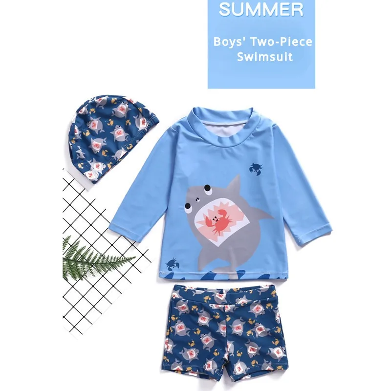 Traje de baño niño manga larga estampado cangrejo y tiburón - imagen 2
