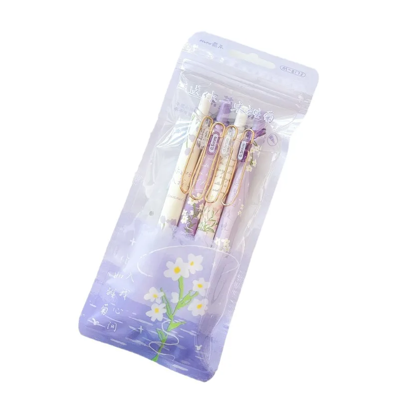 Bolígrafo gel floral retráctil – tinta negra punta fina secado rápido - imagen 2