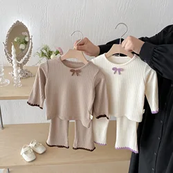 Conjunto niña manga larga con lazo y pantalón primavera-otoño