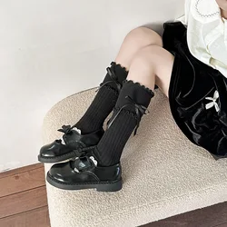 Calcetines altos rectos con lazo para niños de primavera, princesa