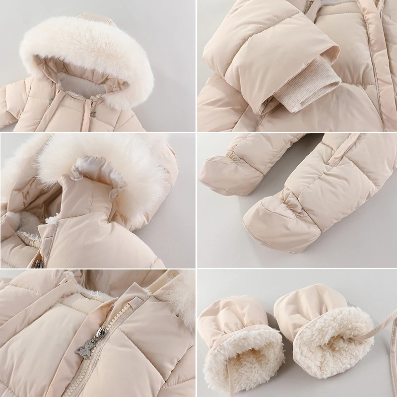 Pelele de terciopelo con capucha y guantes para recién nacido - imagen 5