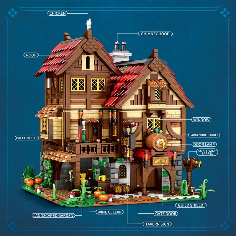 Taberna medieval de bloques - Set de construcción para niños
