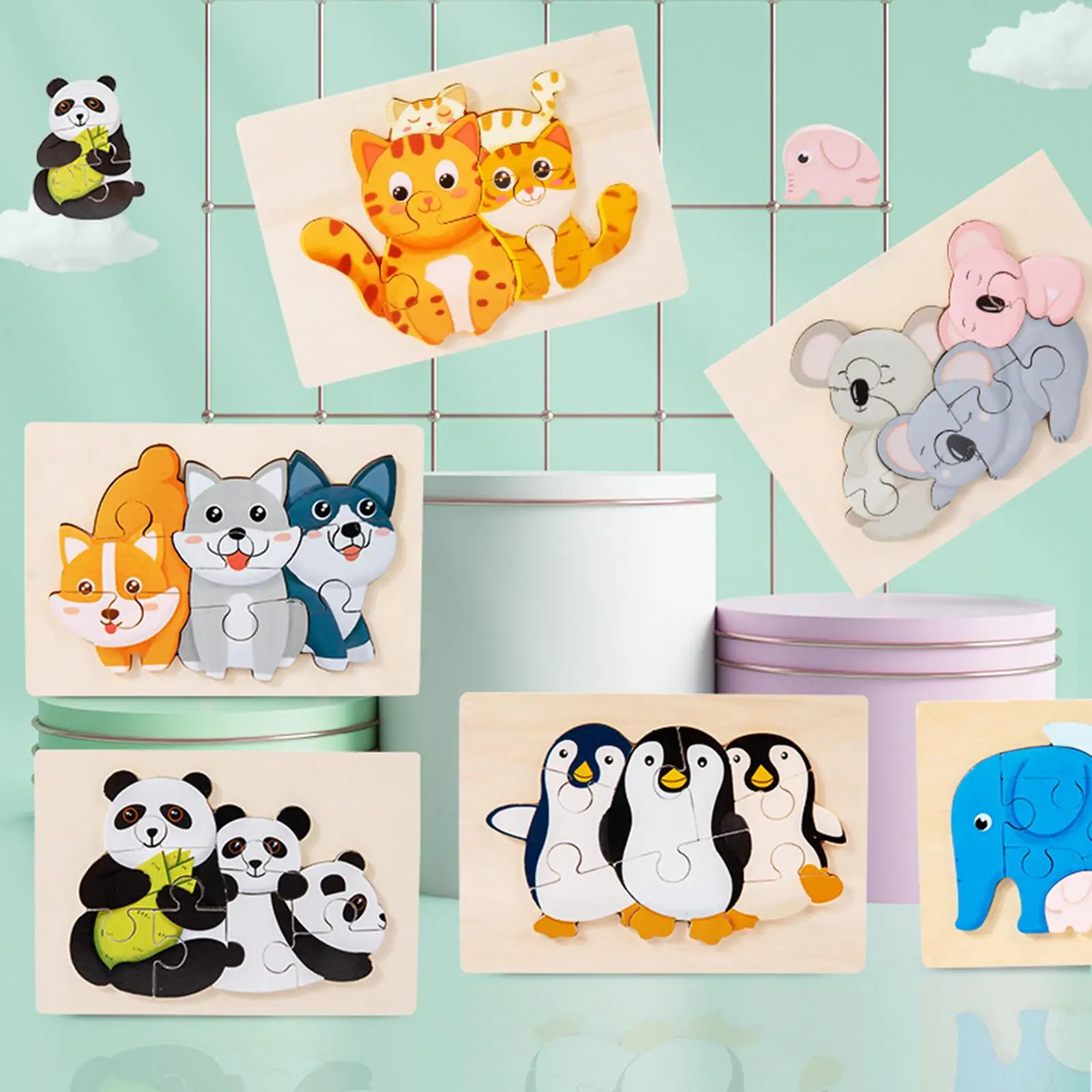 Rompecabezas de animales de madera educativo para preescolar sensorial - imagen 5