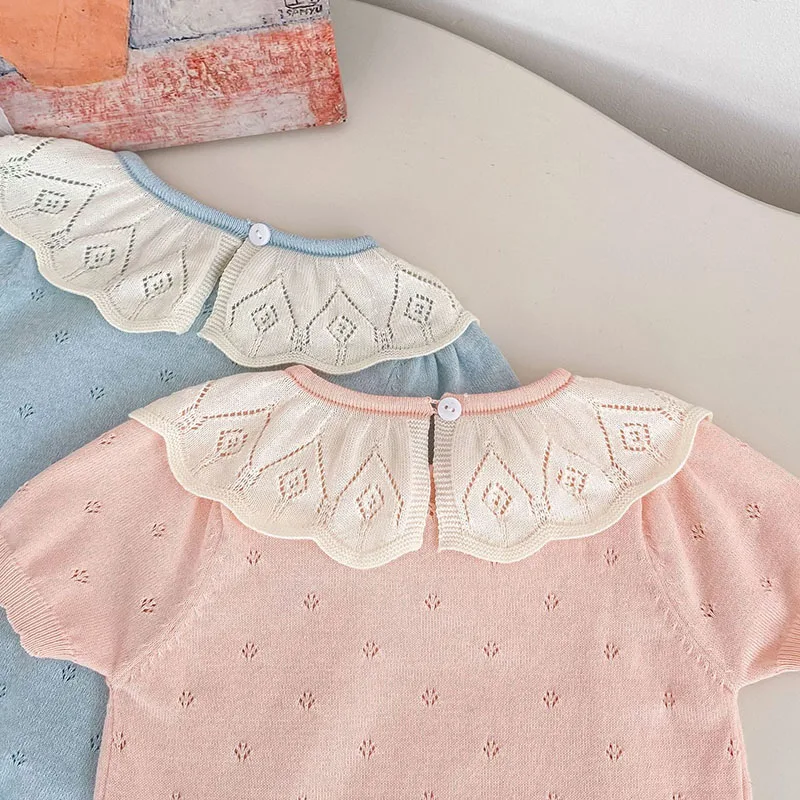 Camiseta de punto calada holgada para niña de verano transpirable - imagen 4