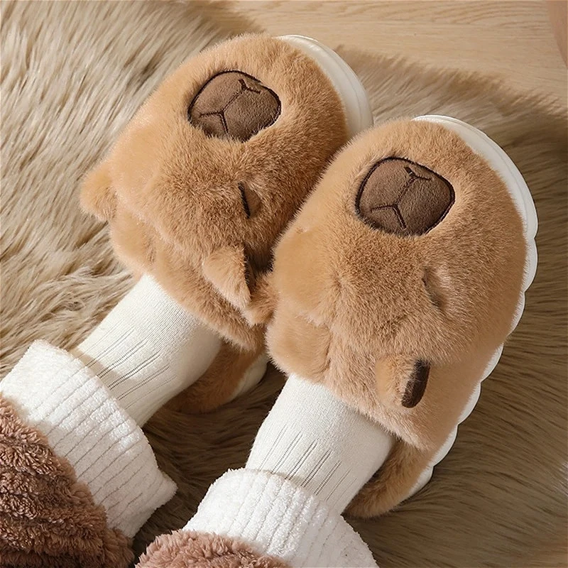 Zapatillas de algodón Capybara para mujer antideslizantes de casa - imagen 3