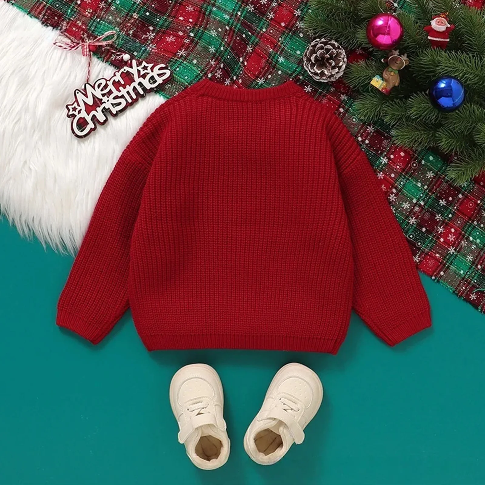 Jersey punto bebé con bordado de alces navideños - imagen 5