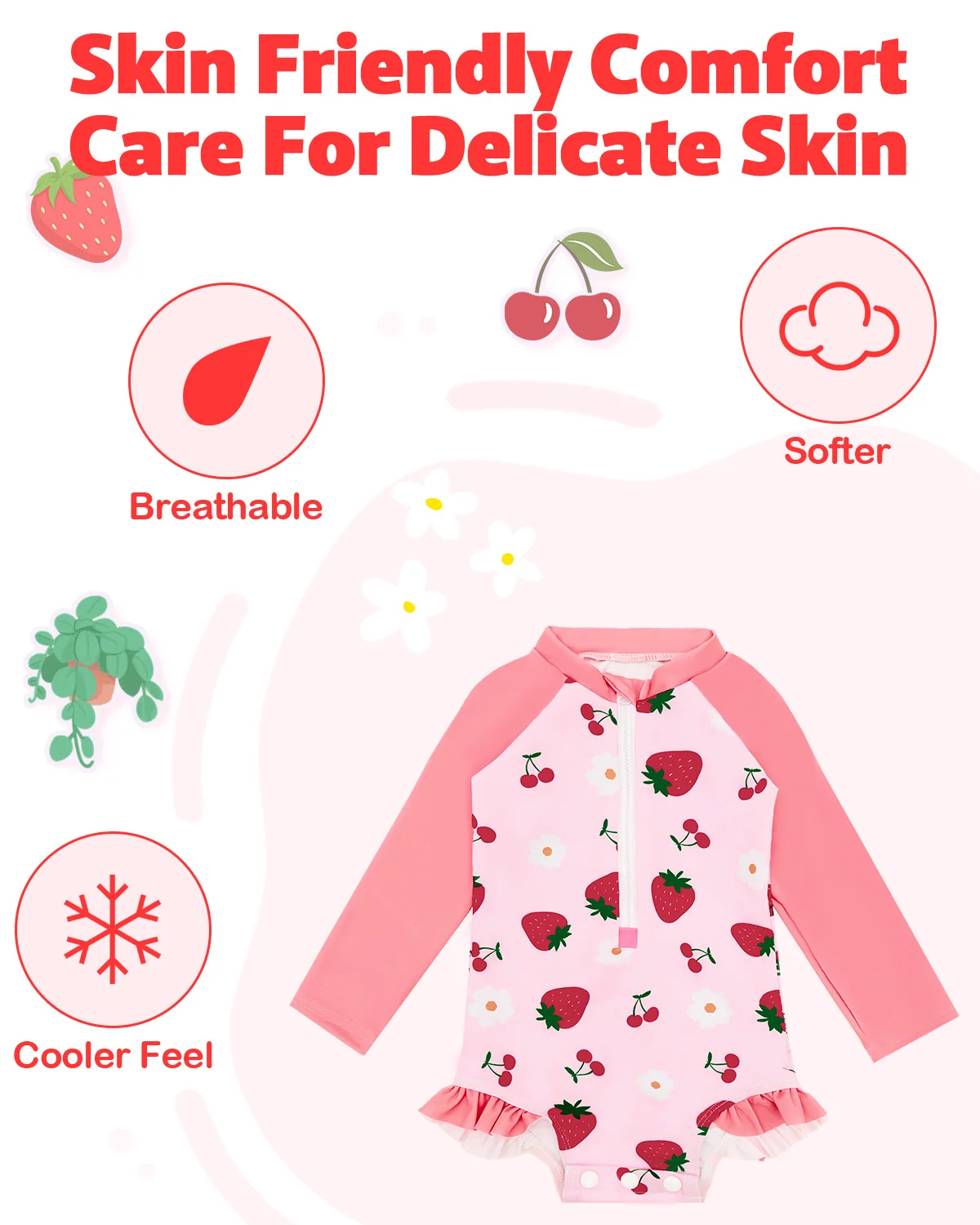 Traje de baño niña ALVABABY manga larga con protección solar UPF - imagen 5