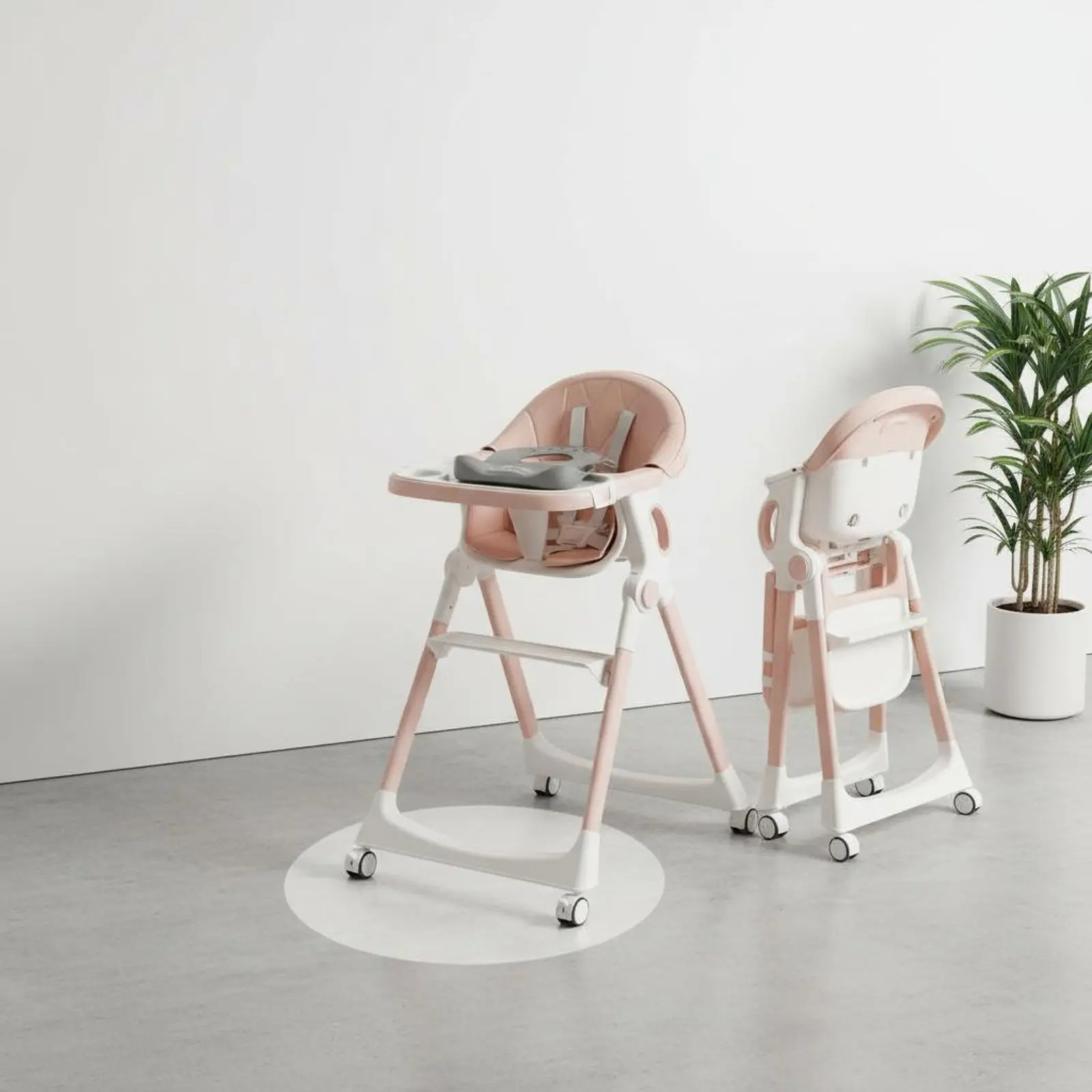 Silla alta de comedor ajustable para bebé con acolchado PU - imagen 3