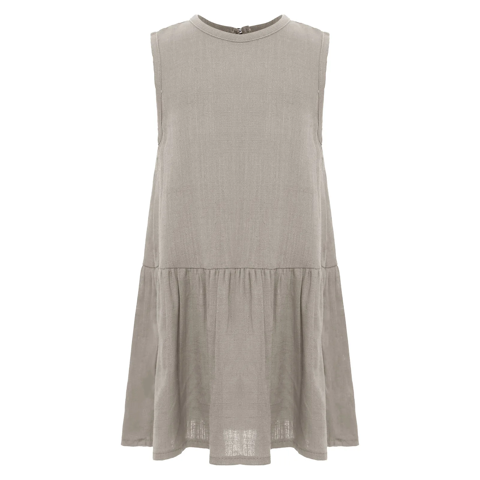 Vestido retro de lino y algodón para niña – Acampanado sin mangas