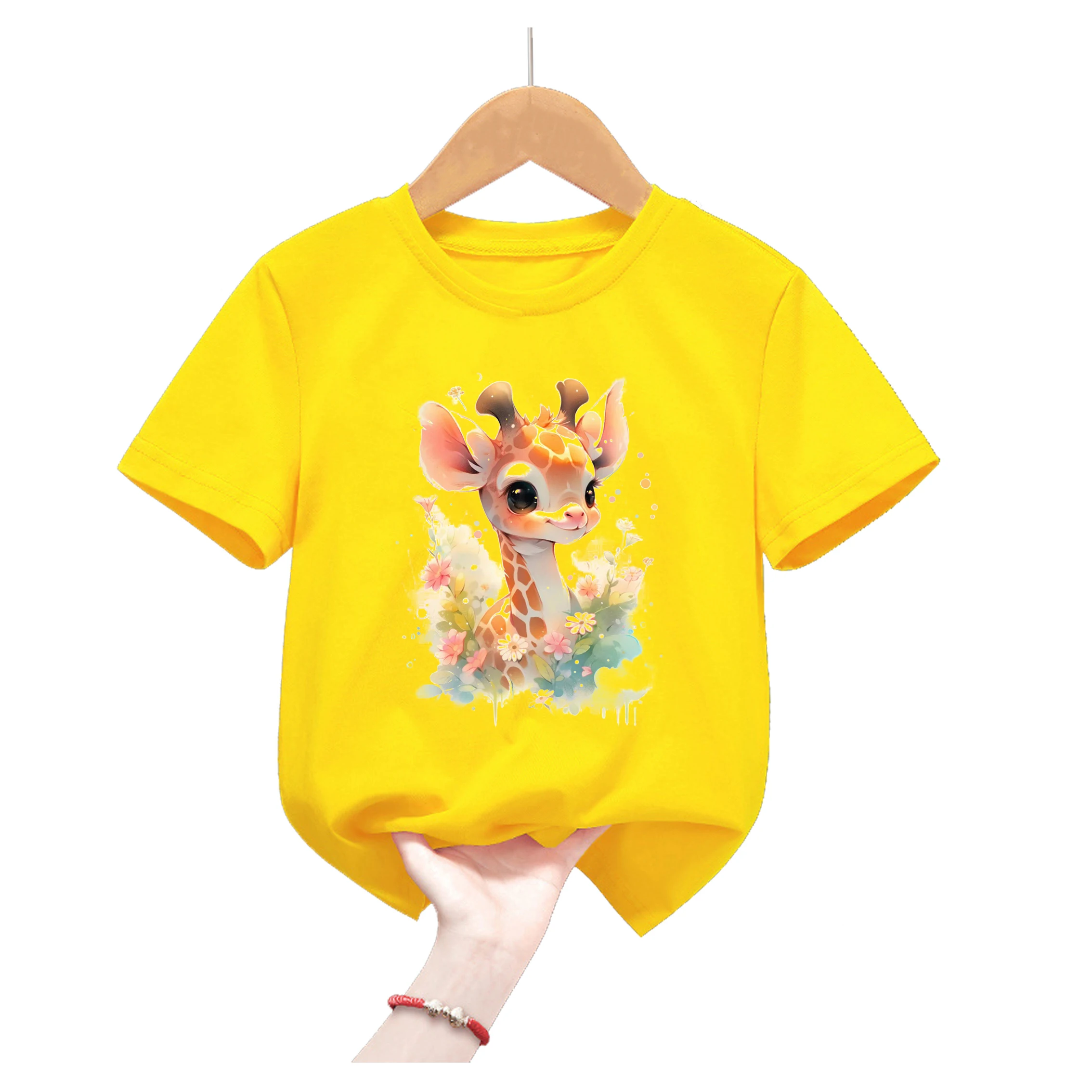 Camiseta infantil de verano con ciervo – Estilo kawaii amarillo - imagen 4