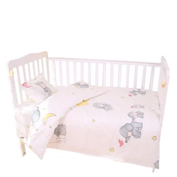 Juego de cama de algodón para bebé – Edredón, parachoques y almohada