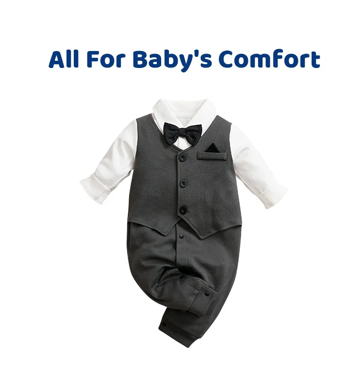 Ropa de algodón con pajarita para bebés vista frontal
