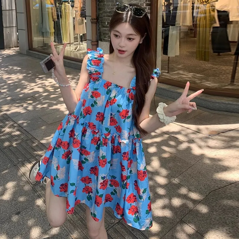 Somenie vestido de tirantes finos floral con volantes veraniego - imagen 4