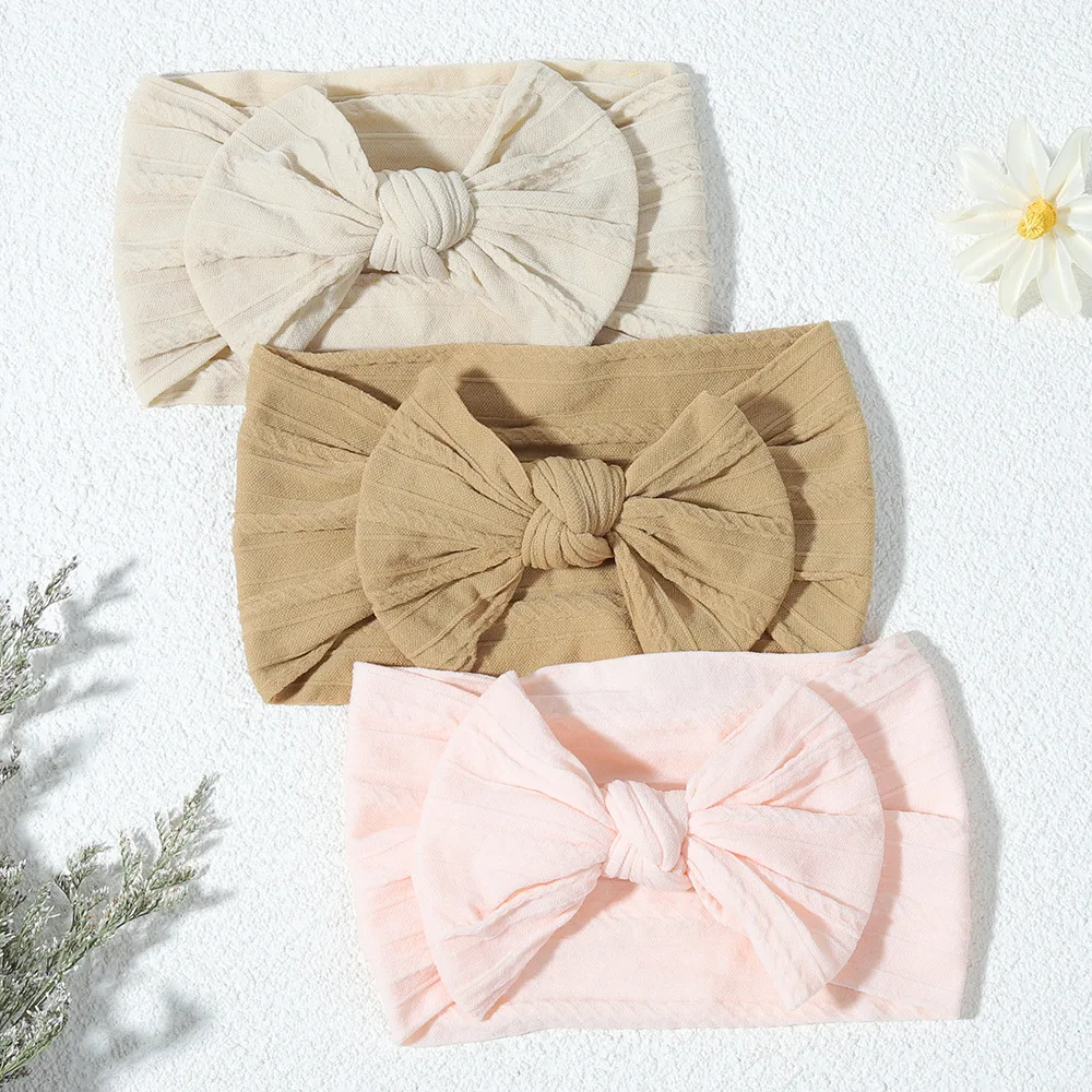 Diadema con lazo de bebé – Tocado elástico suave para niña - imagen 3