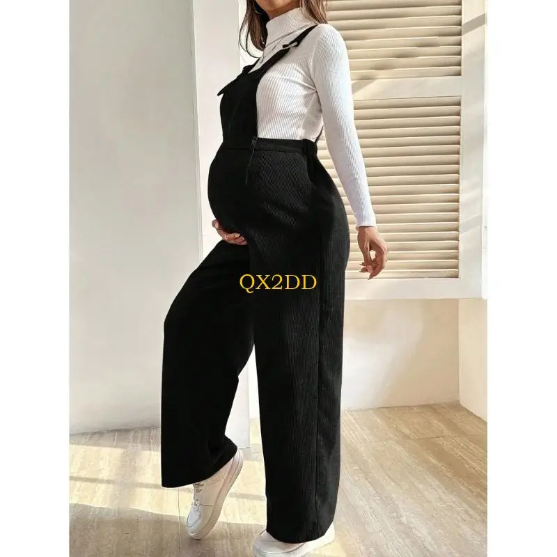 Mono premamá de pana elástica para otoño e invierno, cintura ajustable - imagen 3