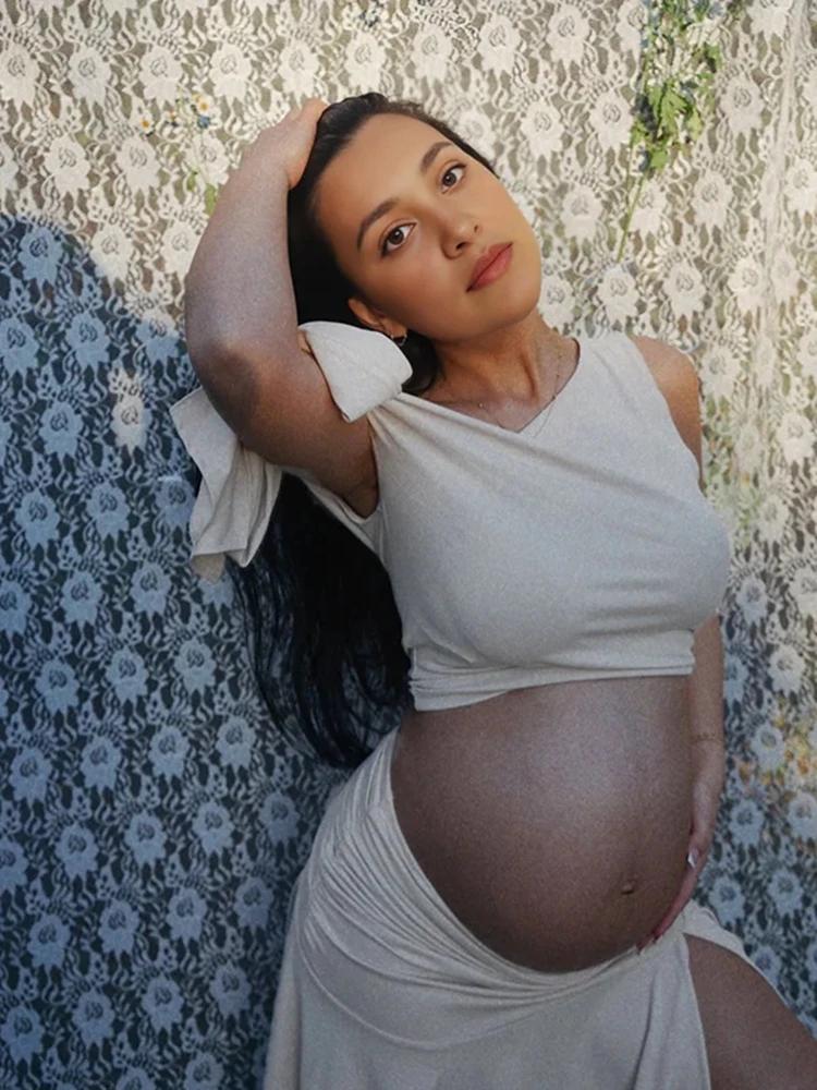 Vestido premamá para sesión de fotos – Elegante conjunto de dos piezas - imagen 5