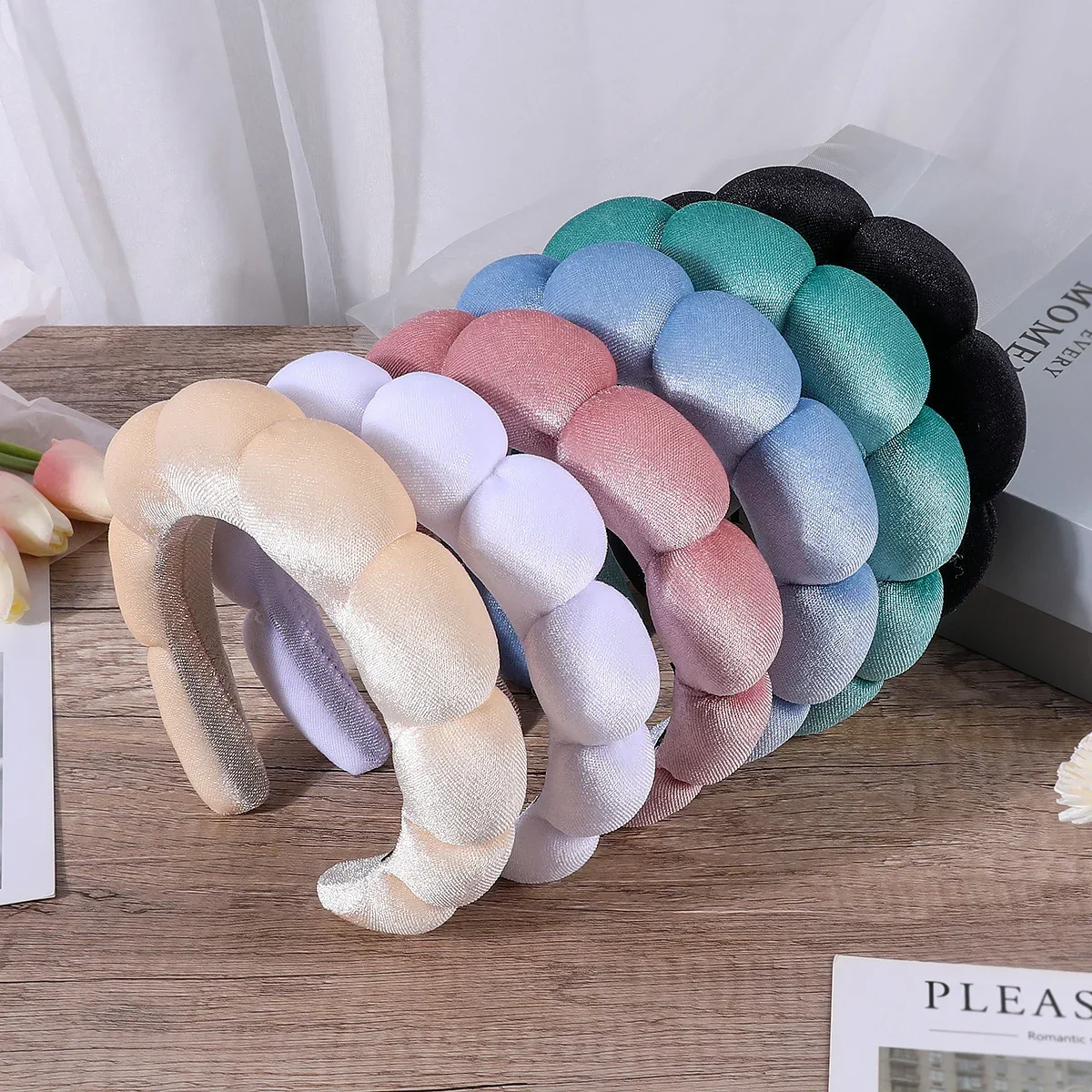 Retro Co Spa diadema de esponja hinchada para niñas suave retro - imagen 4