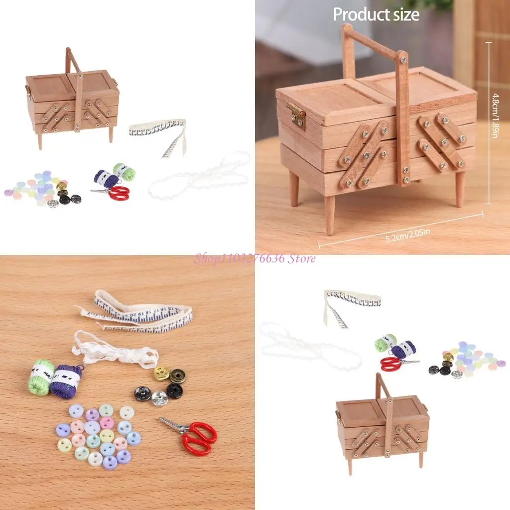 Casas de muñecas: herramientas costura retro y organizador hilos - imagen 5