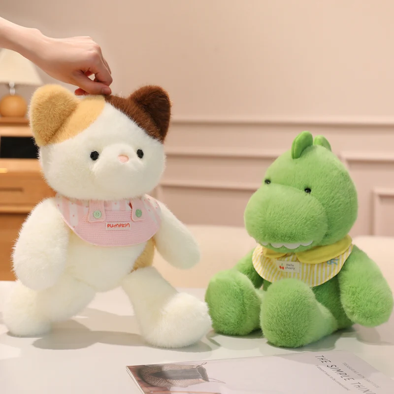 Peluche tipo dinosaurio/animal suave amarillo de 38 cm