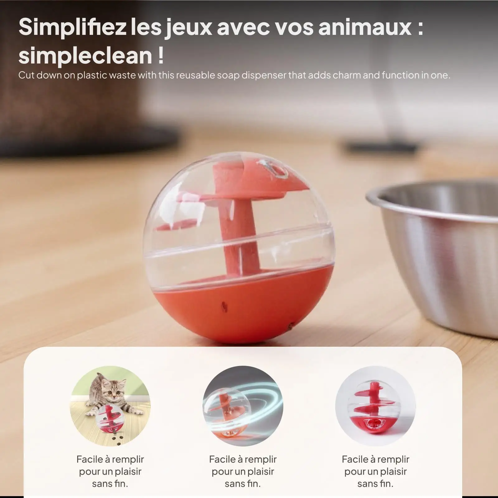 Juguete dispensador de comida con forma de pelota de plástico - imagen 5