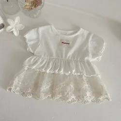 MILANCEL Camiseta de bebé verano para niña con encaje floral