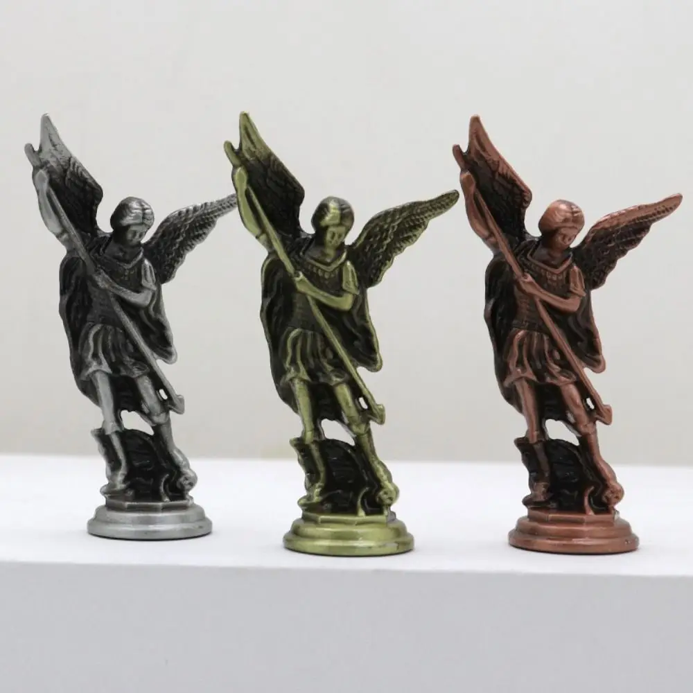Estatua de San Miguel Arcángel en aleación de zinc, acabado bronce