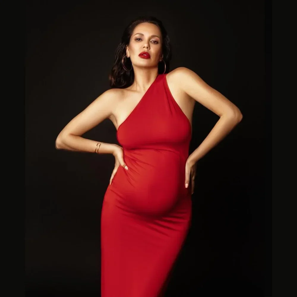 Vestido de seda embarazo elegante fotografía maternidad - imagen 5