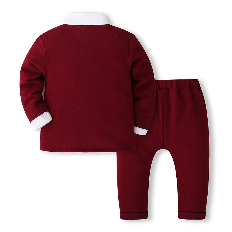 Conjunto recién nacido algodón suave manga larga y pantalón rojo - imagen 3